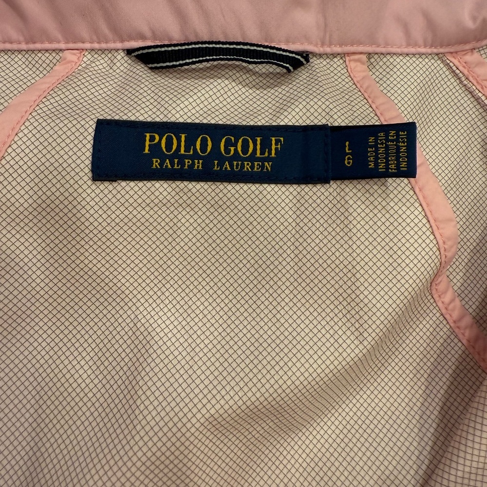 Ralph Lauren Polo Golf Jacket Size Large Pink Windbreaker Hooded Full Zip - Picture 4 of 13